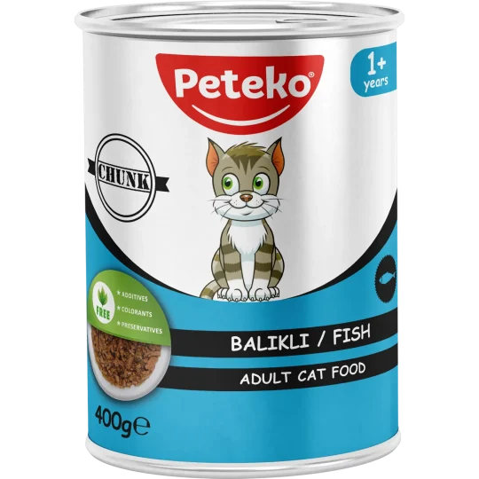 Peteko Balıklı Jöleli Yetişkin Kedi Konserve Maması (Et Parçacıklı)