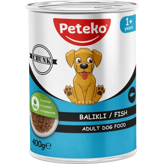 Peteko Balıklı Jöleli Yetişkin Köpek Konserve Maması (Et Parçacıklı)
