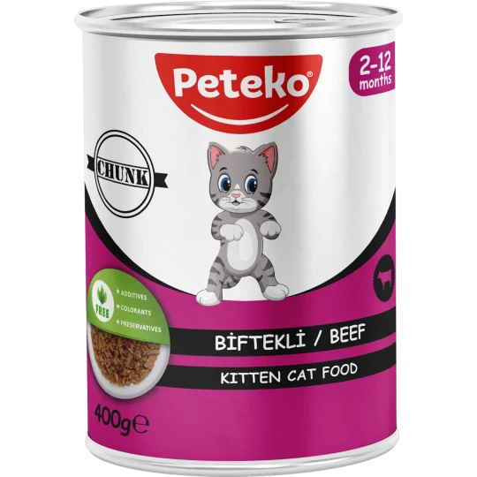 Peteko Biftekli Jöleli Yavru Kedi Konserve Maması (Et Parçacıklı)