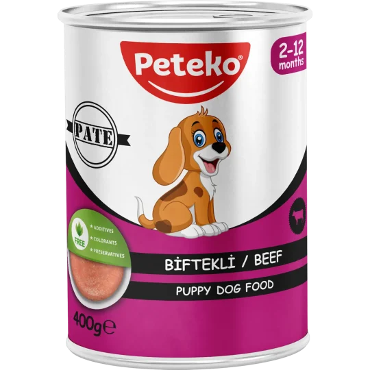 Peteko Biftekli Yavru Köpek Konserve Maması (Pate)