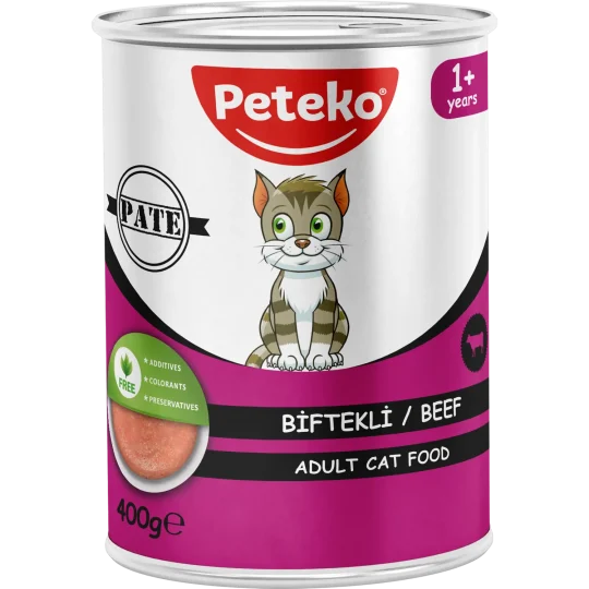 Peteko Biftekli Yetişkin Kedi Konserve Maması (Pate)