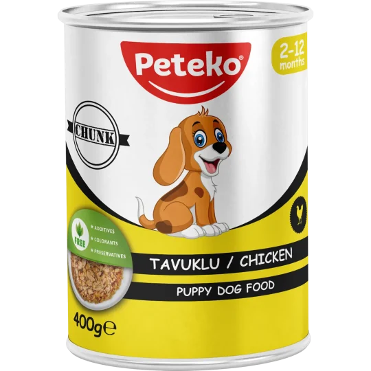 Peteko Tavuklu Jöleli Yavru Köpek Konserve Maması (Et Parçacıklı)