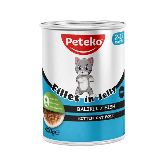 Peteko Yavru Kediler için Balıklı Fillet In Jelly Tam Yaş Mama