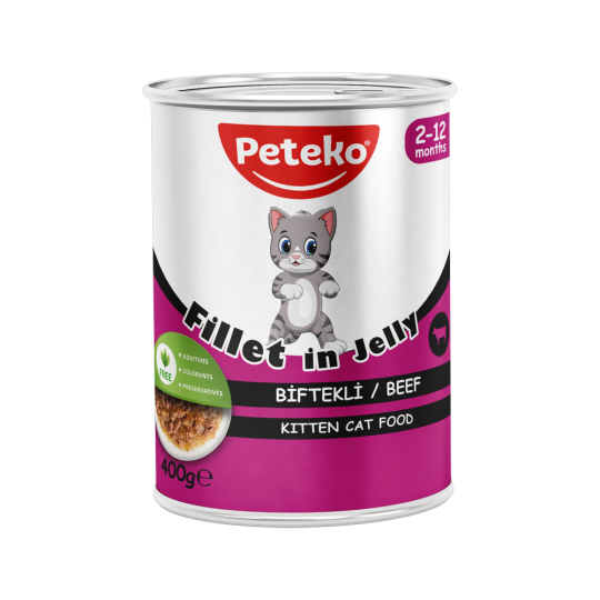 Peteko Yavru Kediler için Biftekli Fillet In Jelly Tam Yaş Mama