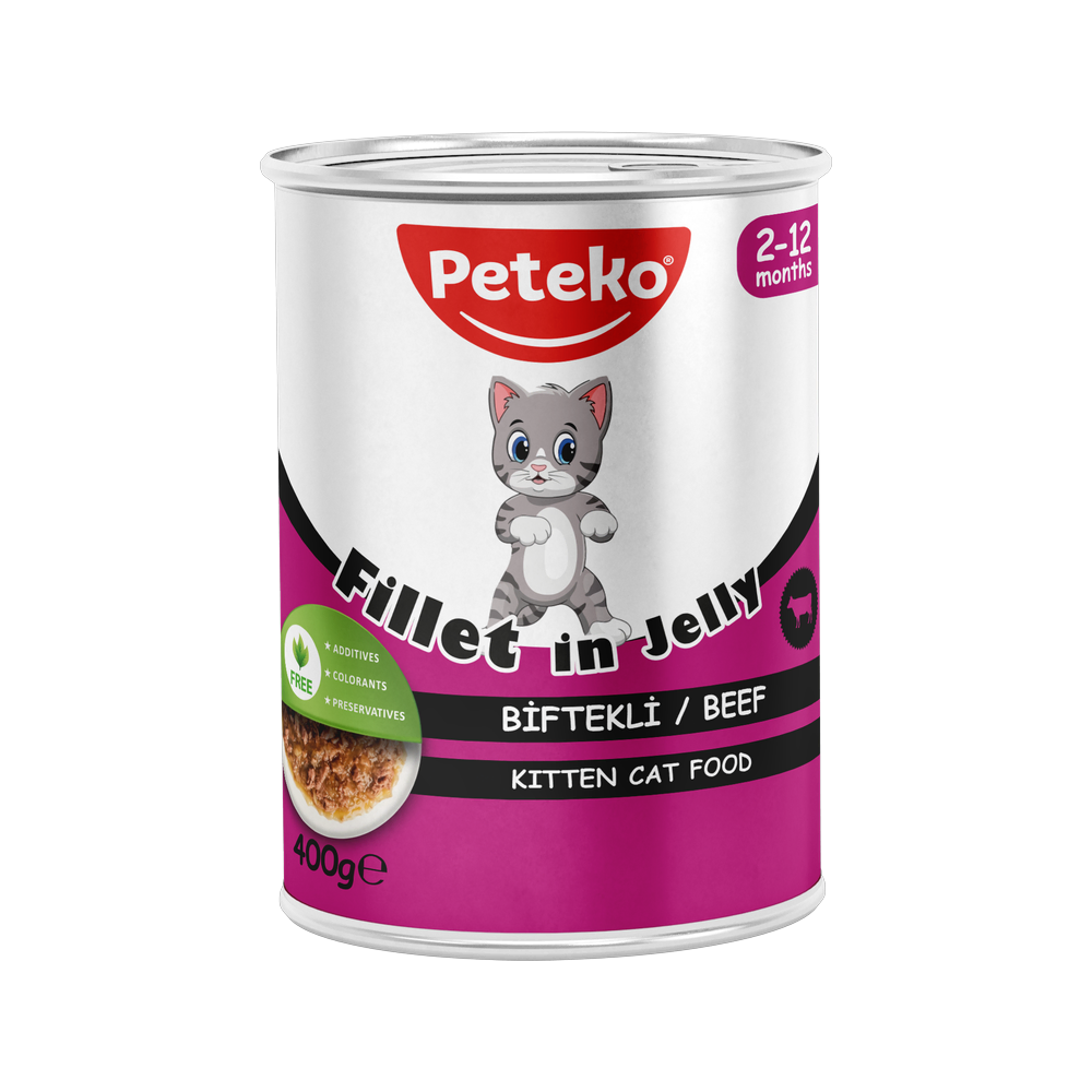 Peteko Yavru Kediler için Biftekli Fillet In Jelly Tam Yaş Mama