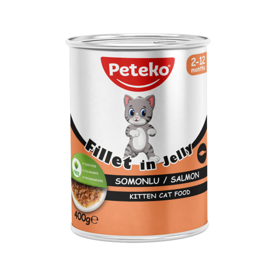 Peteko Yavru Kediler için Somonlu Fillet In Jelly Tam Yaş Mama