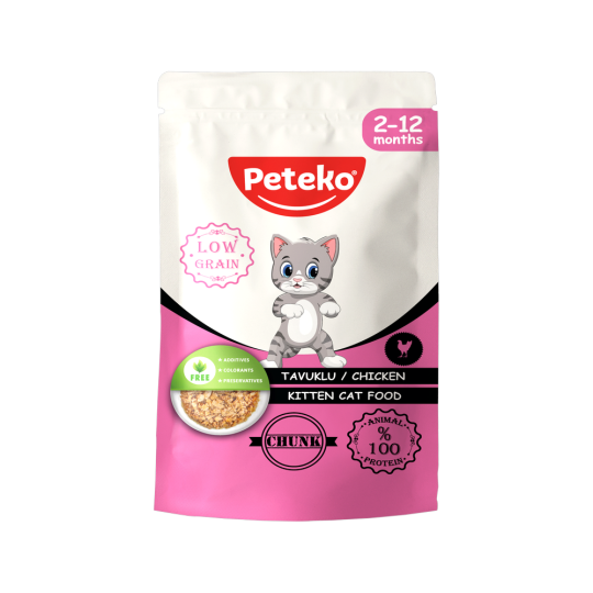 Peteko Yavru Kediler için Tavuklu Chunk Pouch Tam Yaş Mama