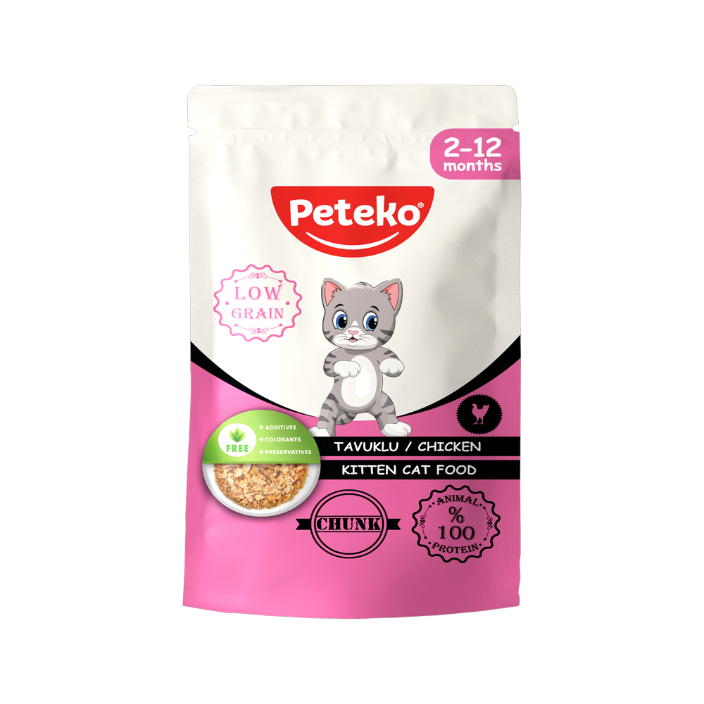 Peteko Yavru Kediler için Tavuklu Chunk Pouch Tam Yaş Mama