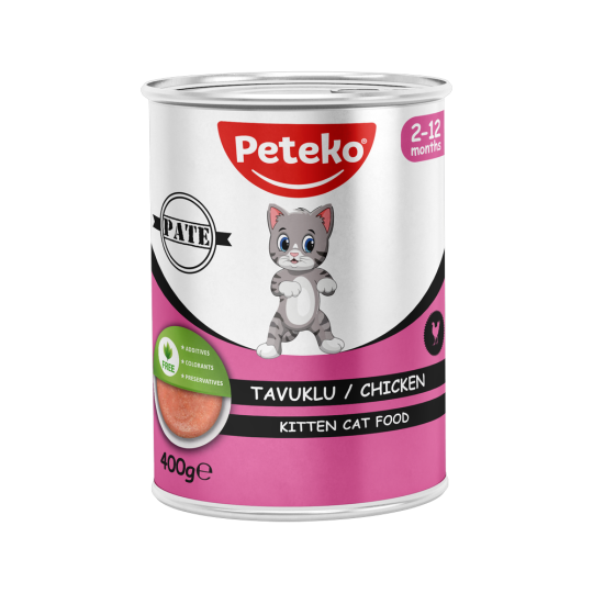 Peteko Yavru Kediler için Tavuklu Pate Tam Yaş Mama