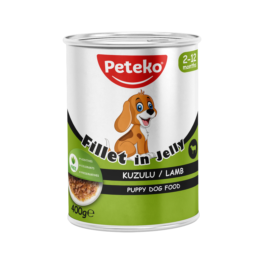 Peteko Yavru Köpekler için Kuzulu Fillet In Jelly Tam Yaş Mama