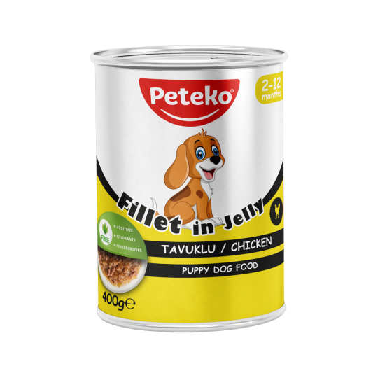 Peteko Yavru Köpekler için Tavuklu Fillet In Jelly Tam Yaş Mama