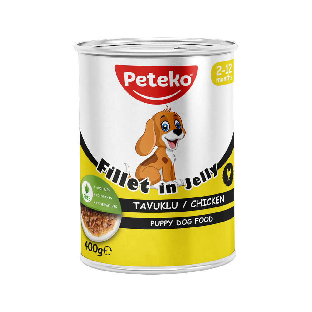 Peteko Yavru Köpekler için Tavuklu Fillet In Jelly Tam Yaş Mama