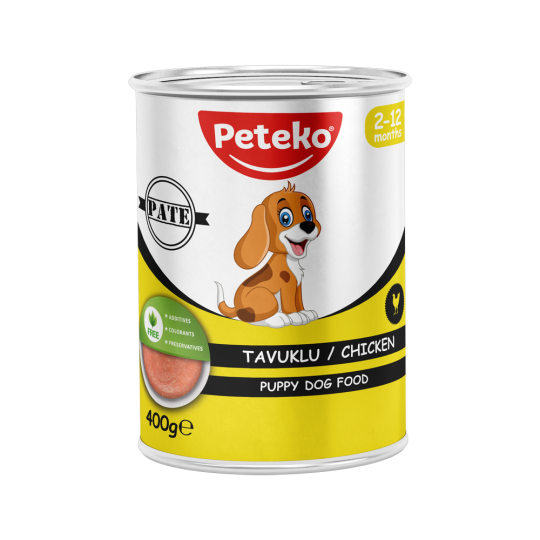 Peteko Yavru Köpekler için Tavuklu Pate Tam Yaş Mama