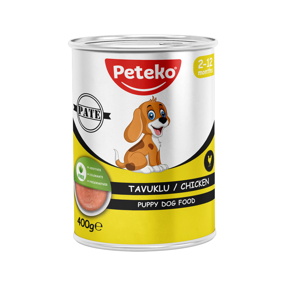 Peteko Yavru Köpekler için Tavuklu Pate Tam Yaş Mama