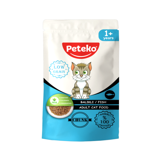 Peteko Yetişkin Kediler için Balıklı Chunk Pouch Tam Yaş Mama