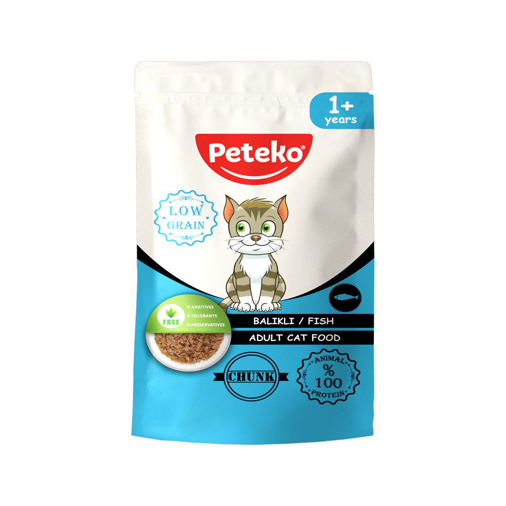 Peteko Yetişkin Kediler için Balıklı Chunk Pouch Tam Yaş Mama