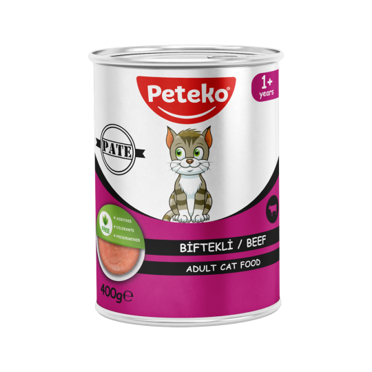 Peteko Yetişkin Kediler için Biftekli Pate Tam Yaş Mama