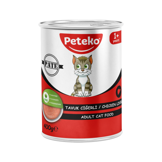 Peteko Yetişkin Kediler için Tavuk Ciğerli Pate Tam Yaş Mama