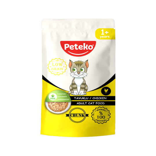 Peteko Yetişkin Kediler için Tavuklu Chunk Pouch Tam Yaş Mama