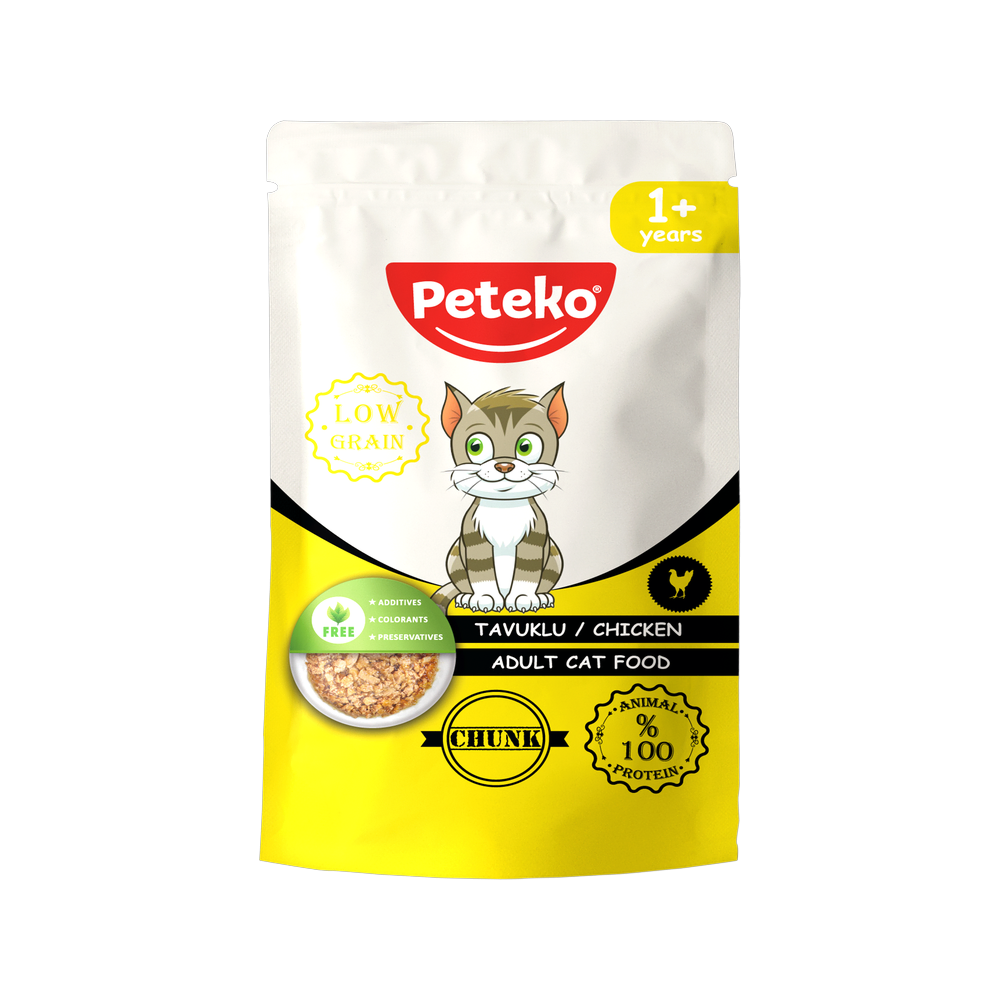 Peteko Yetişkin Kediler için Tavuklu Chunk Pouch Tam Yaş Mama