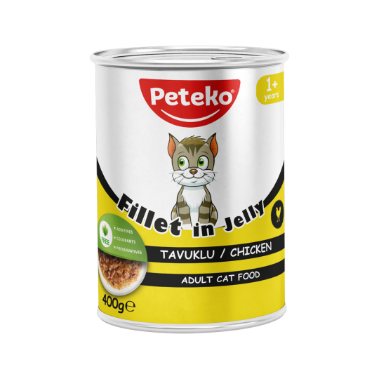Peteko Yetişkin Kediler için Tavuklu Fillet In Jelly Tam Yaş Mama