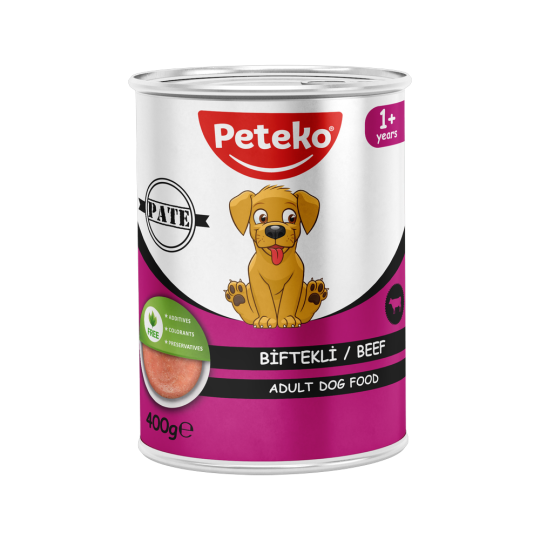 Peteko Yetişkin Köpekler için Biftekli Pate Tam Yaş Mama