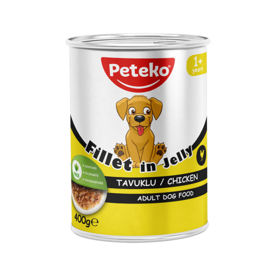 Peteko Yetişkin Köpekler için Tavuklu Fillet In Jelly Tam Yaş Mama